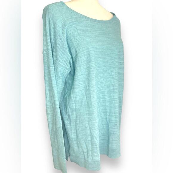 J. Jill - Lightweight Long Sleeve Crew Neck Pullover Sweater Turquoise Blue - Picture 3 of 10
